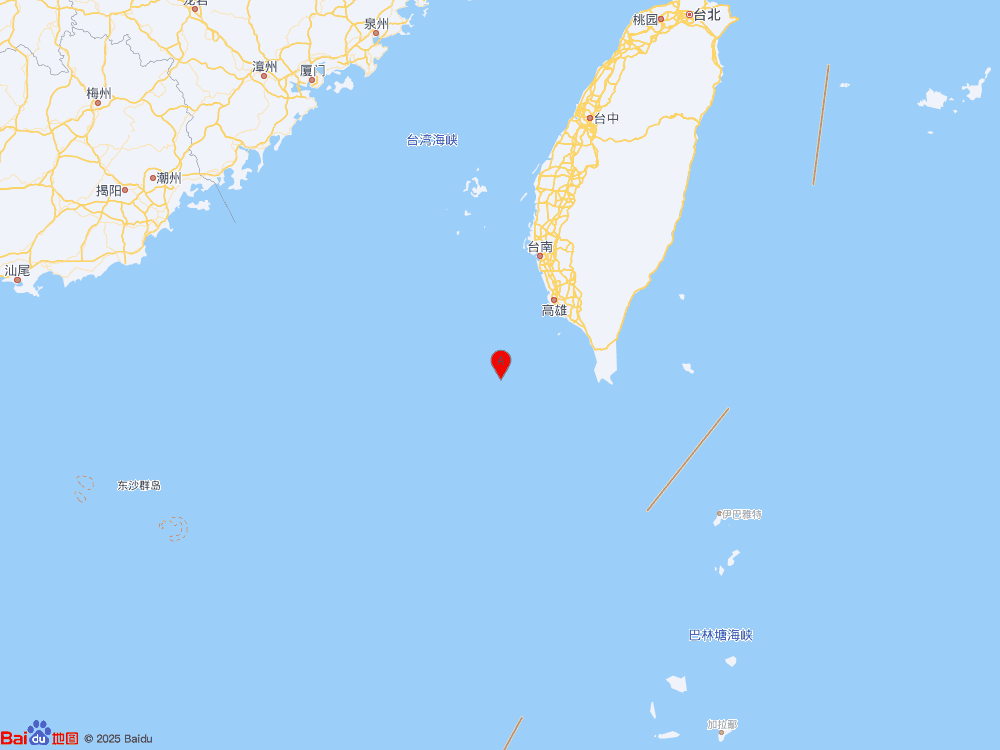 台湾高雄市海域（北纬21.99度，东经119.83度）发生4.0级地震